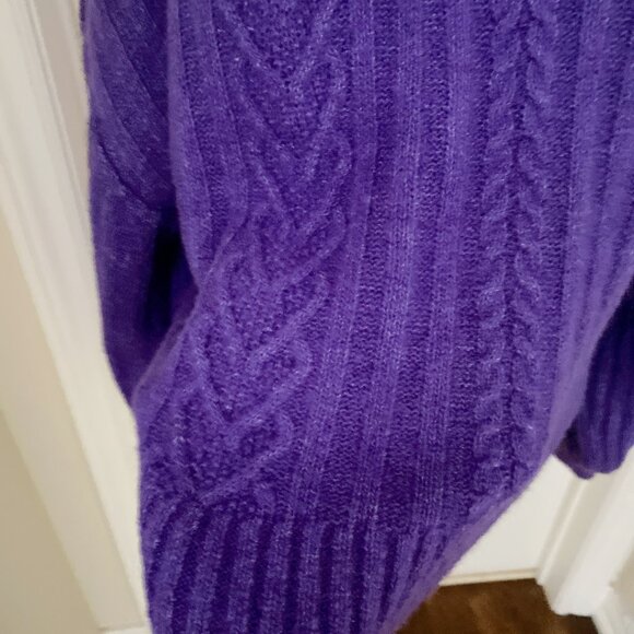 New HM Women Lady Purple Cable-knit Turtleneck Long Sleeves Sweater - Picture 2 of 5